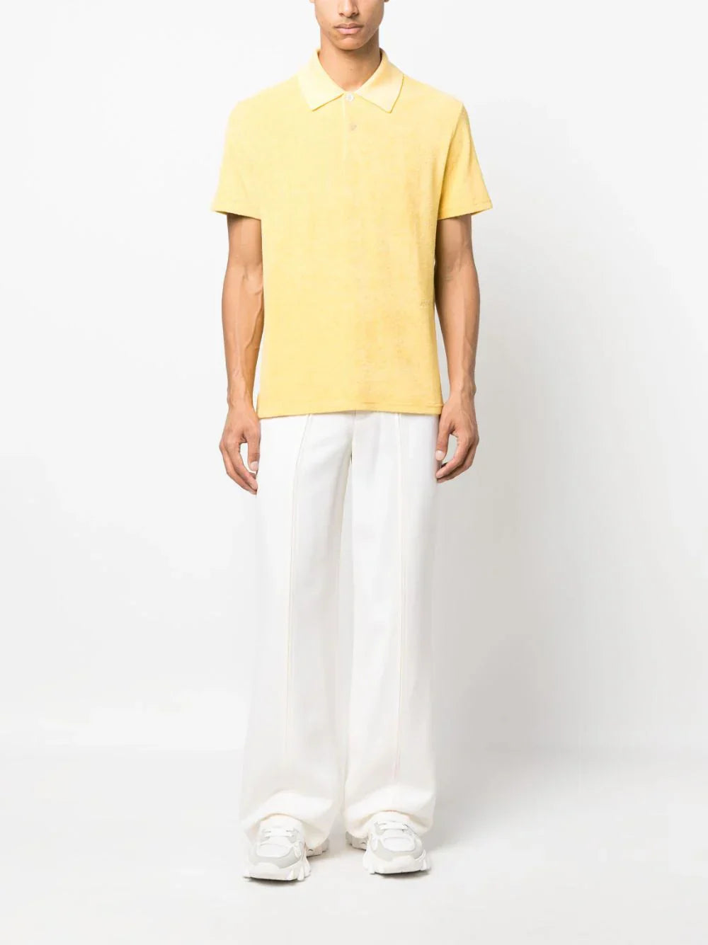 LANVIN Logo Embroidered Detail Short Sleeves Polo Corn-M