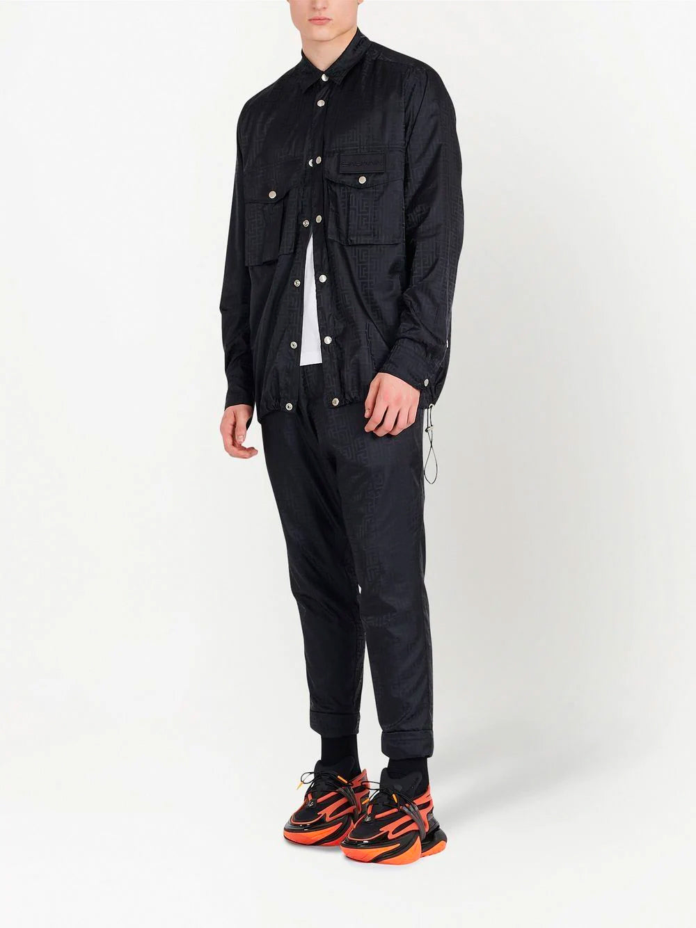 BALMAIN Monogram Nylon Overshirt Black-M