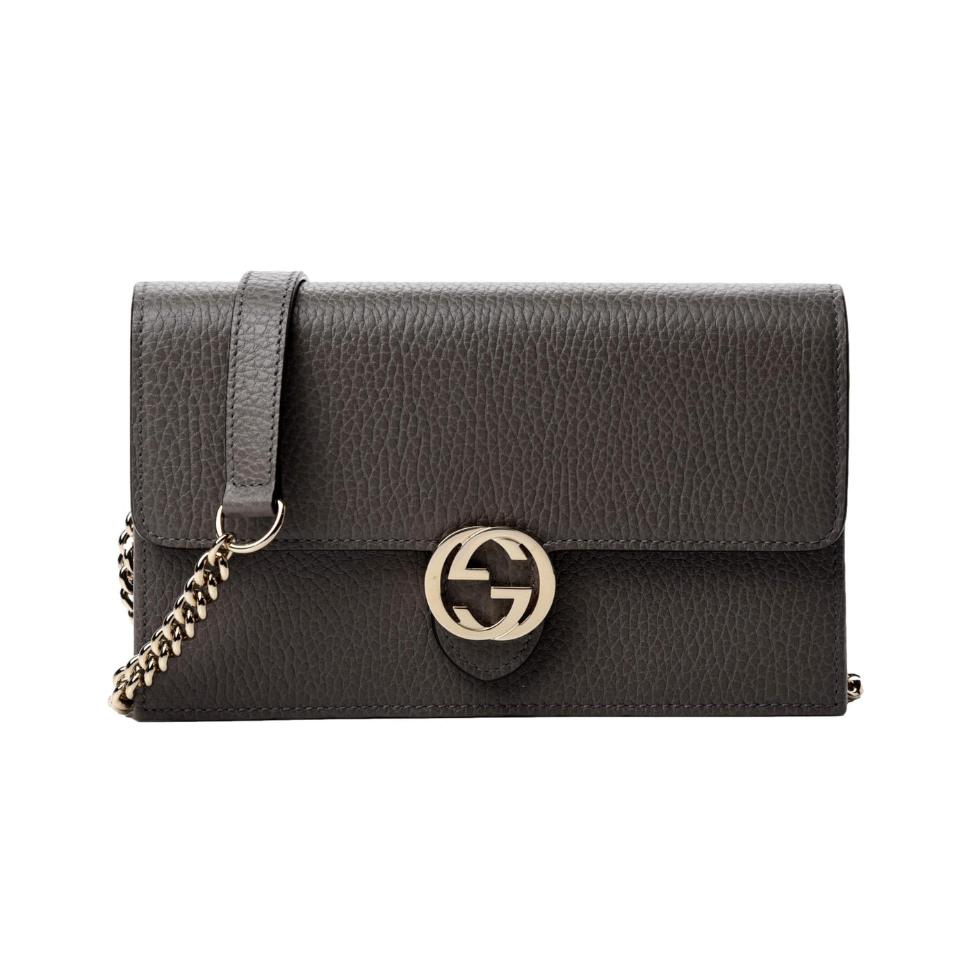 Gucci Marmont Gray Dollar Calfskin Leather Interlocking G Bag - LUXURYMRKT