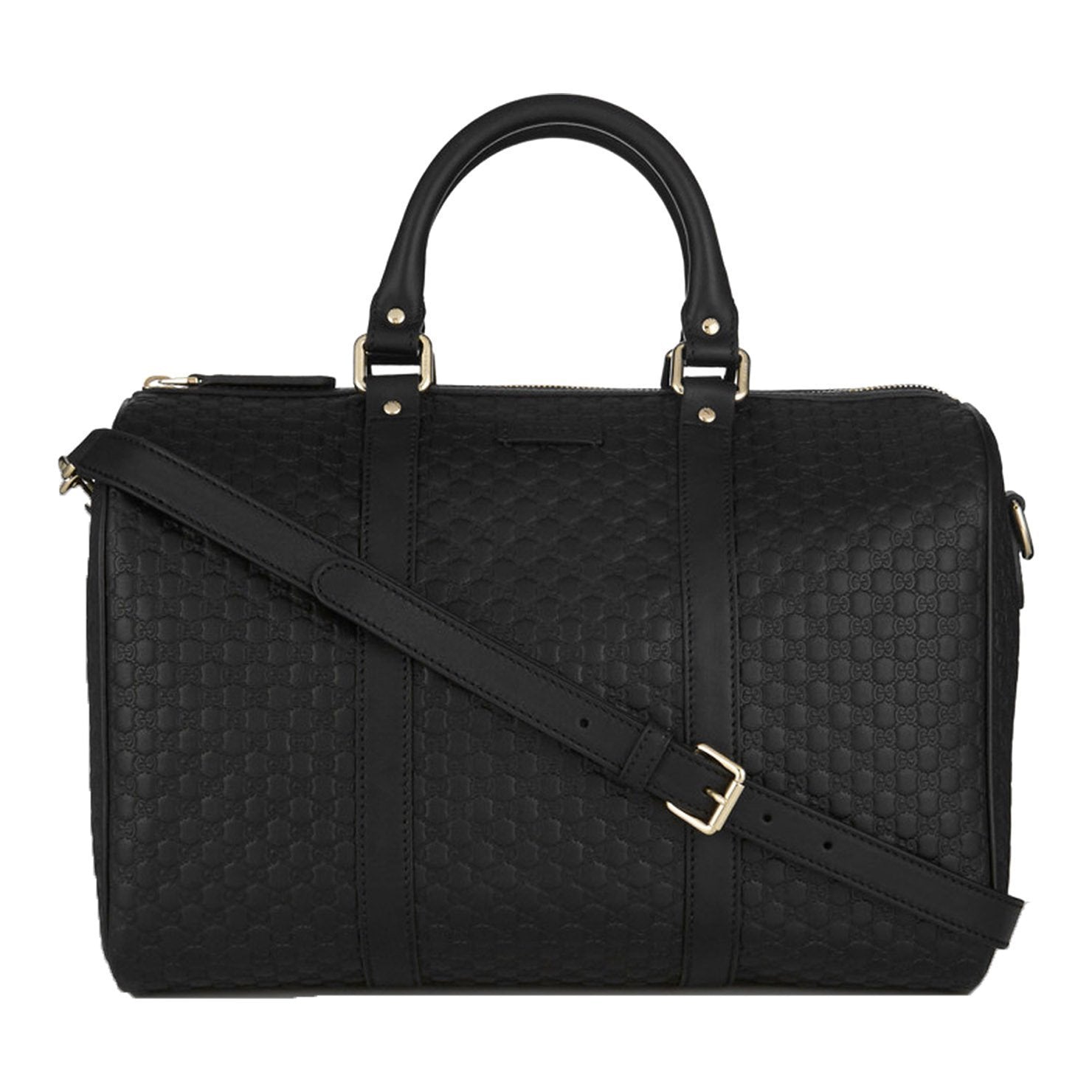 Gucci Microguccissima GG Black Leather Embossed Boston Bag - LUXURYMRKT