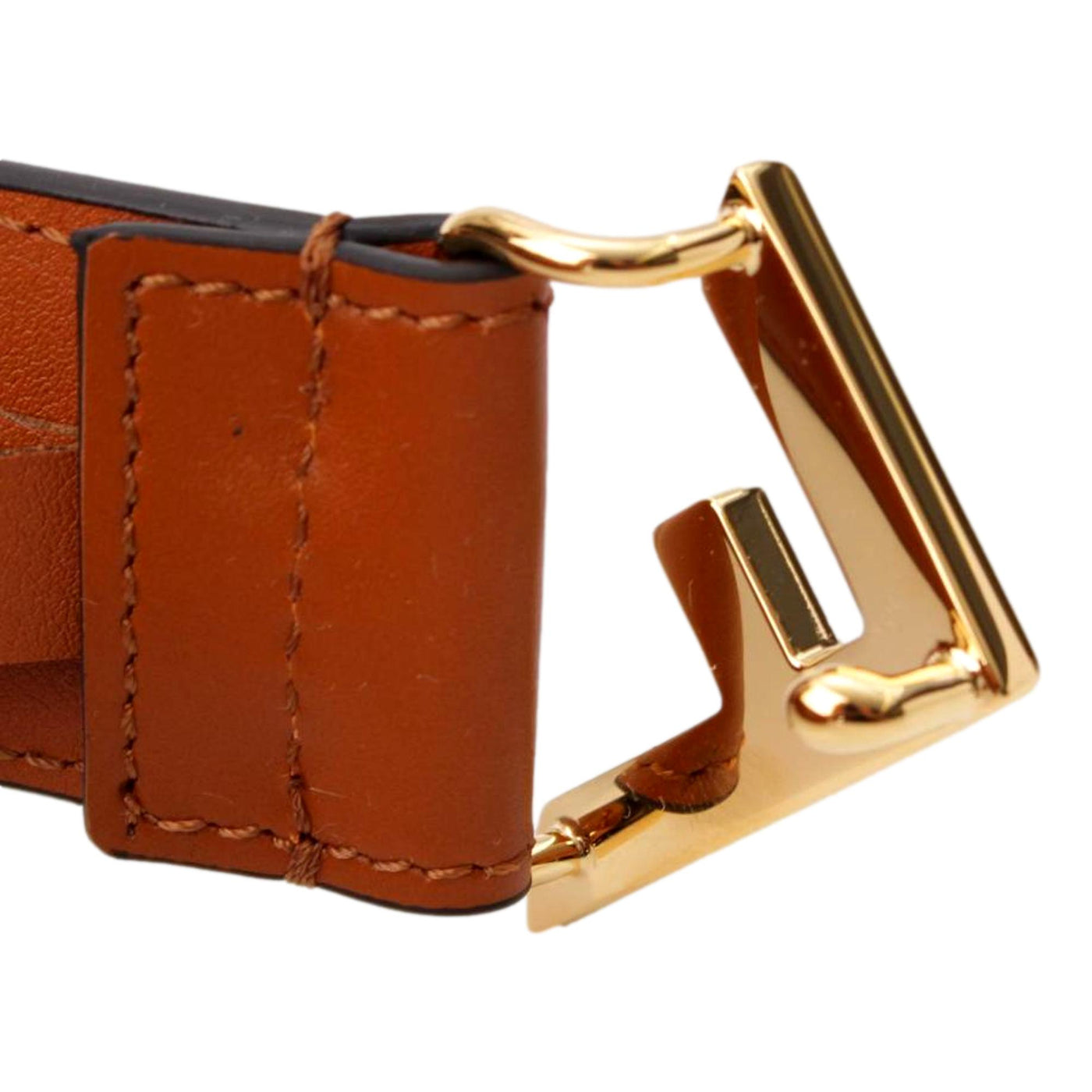 Fendi First Gold Logo Cuoio Brown Calf Leather Belt Size 90 - LUXURYMRKT
