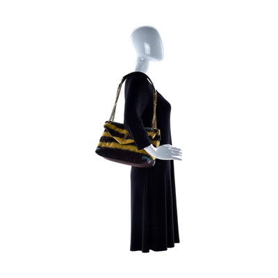 Saint Laurent Loulou Puffer Yellow Brown Tie Dye Wool Shoulder Bag 577476 - LUXURYMRKT