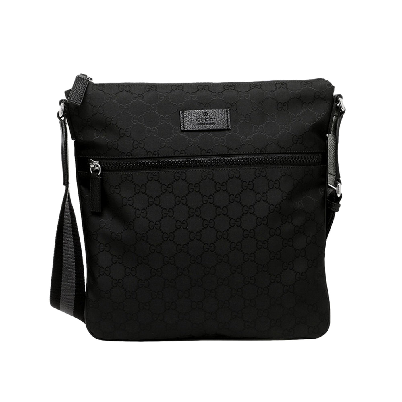 Gucci Unisex GG Guccissima Web Black Canvas Messenger Bag Crossbody 449185 - LUXURYMRKT