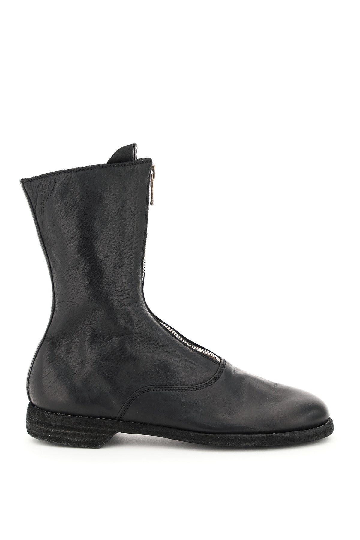 Guidi Front Zip Leather Ankle Boots