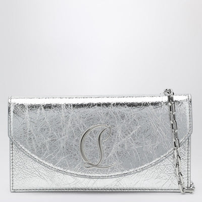 Christian Louboutin Loubi54 silver laminated leather clutch bag