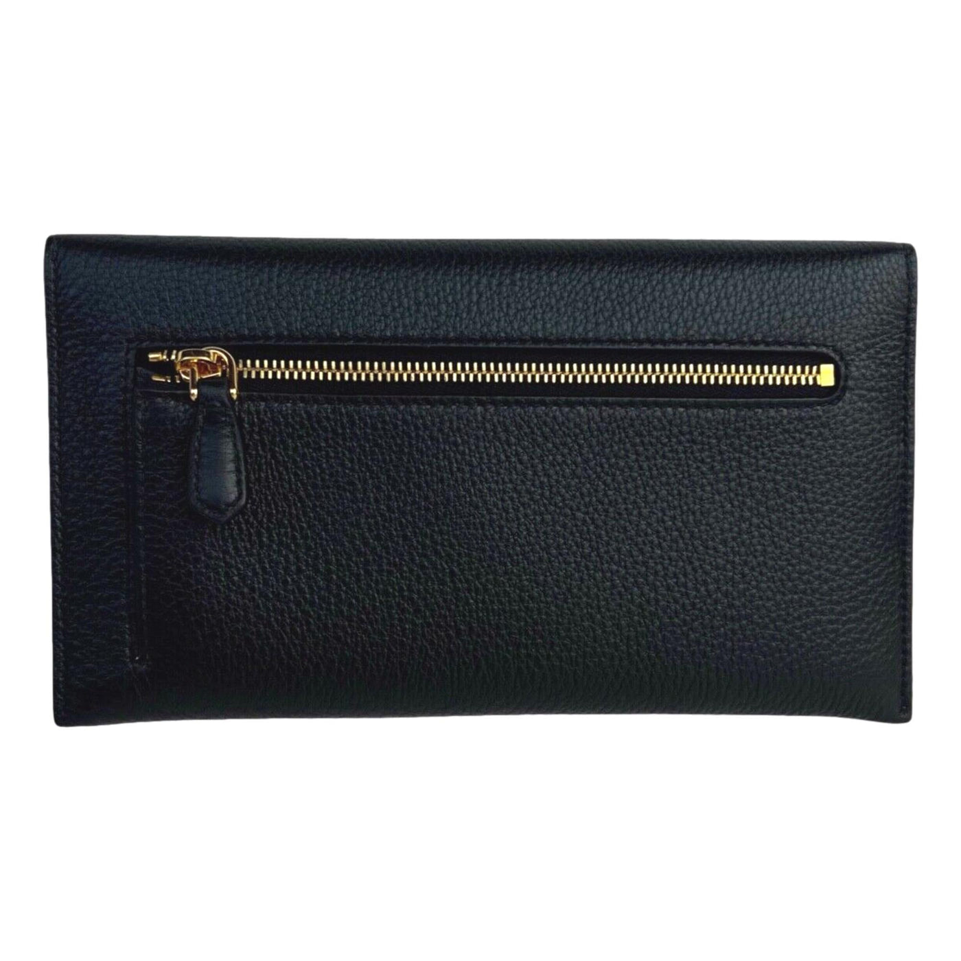 Prada Black Vitello Grain Leather Long Envelope Wallet - LUXURYMRKT