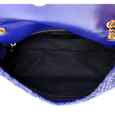 Saint Laurent Jamie Monogram Blue Raffia Shoulder Bag - LUXURYMRKT