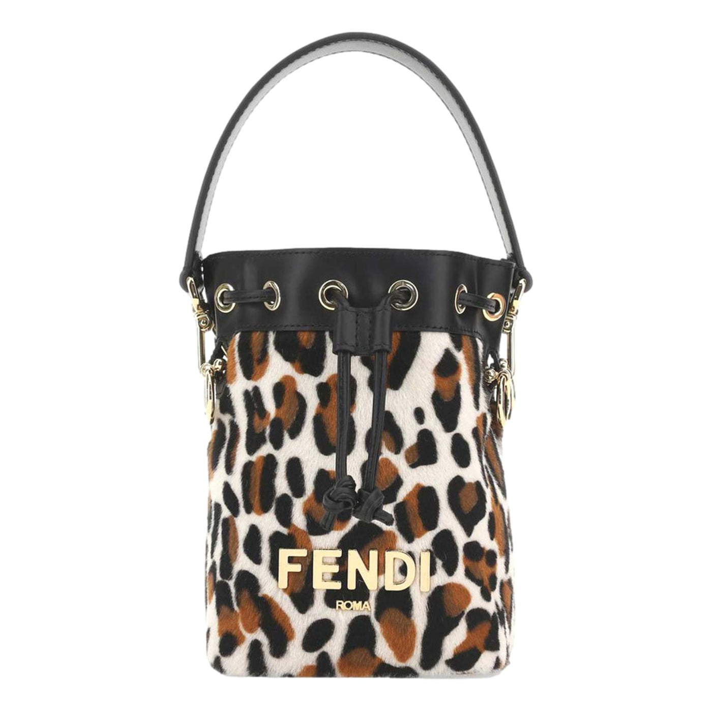 Fendi Mon Tresor Animal Print Sheepskin Mini Crossbody Bucket Bag - LUXURYMRKT
