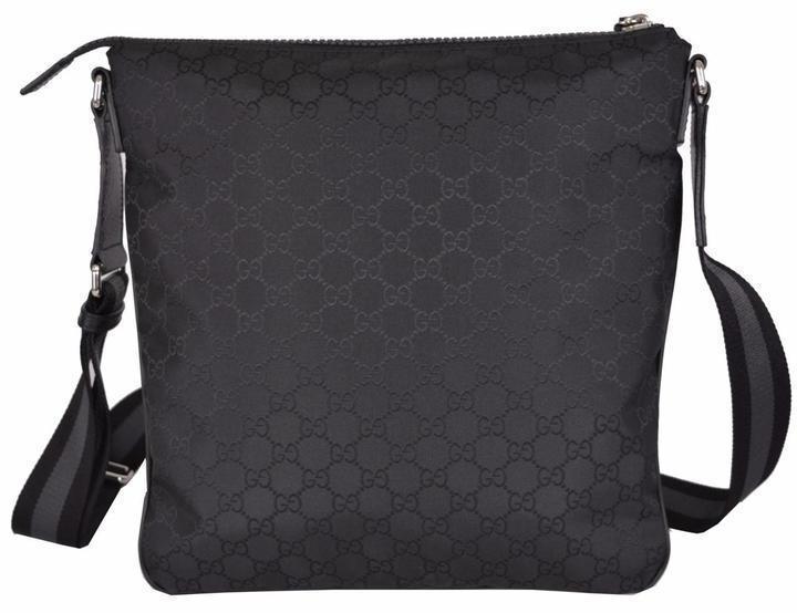 Gucci Unisex GG Guccissima Web Black Canvas Messenger Bag Crossbody 449185 - LUXURYMRKT