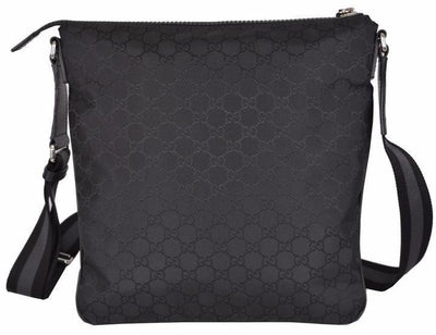 Gucci Unisex GG Guccissima Web Black Canvas Messenger Bag Crossbody - LUXURYMRKT