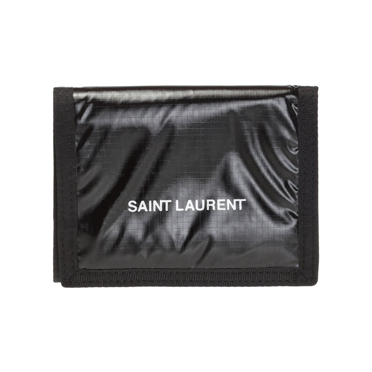Saint Laurent Nuxx Ripstop Black Trifold Flap Wallet - LUXURYMRKT