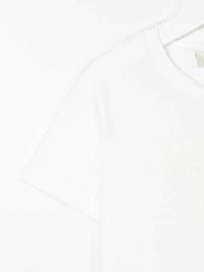 FENDI KIDS Logo Lettering T-Shirt White-4Y