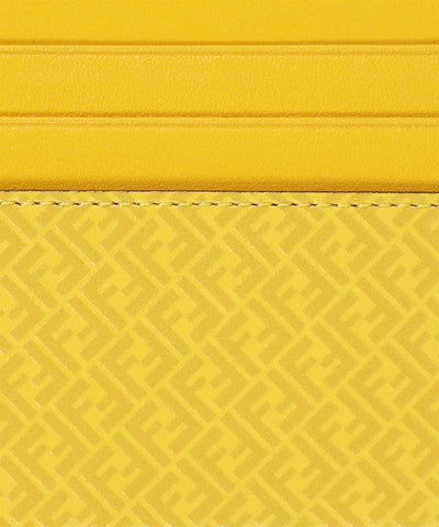 Fendi FF Logo Print Sunflower Yellow Leather Card Case 7M0164 - LUXURYMRKT