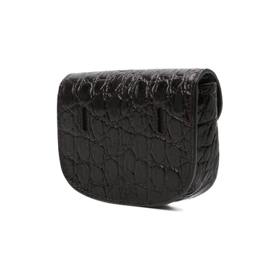 Saint Laurent Kaia Black Leather Croc Embossed Mini Belt Bag 634922 - LUXURYMRKT