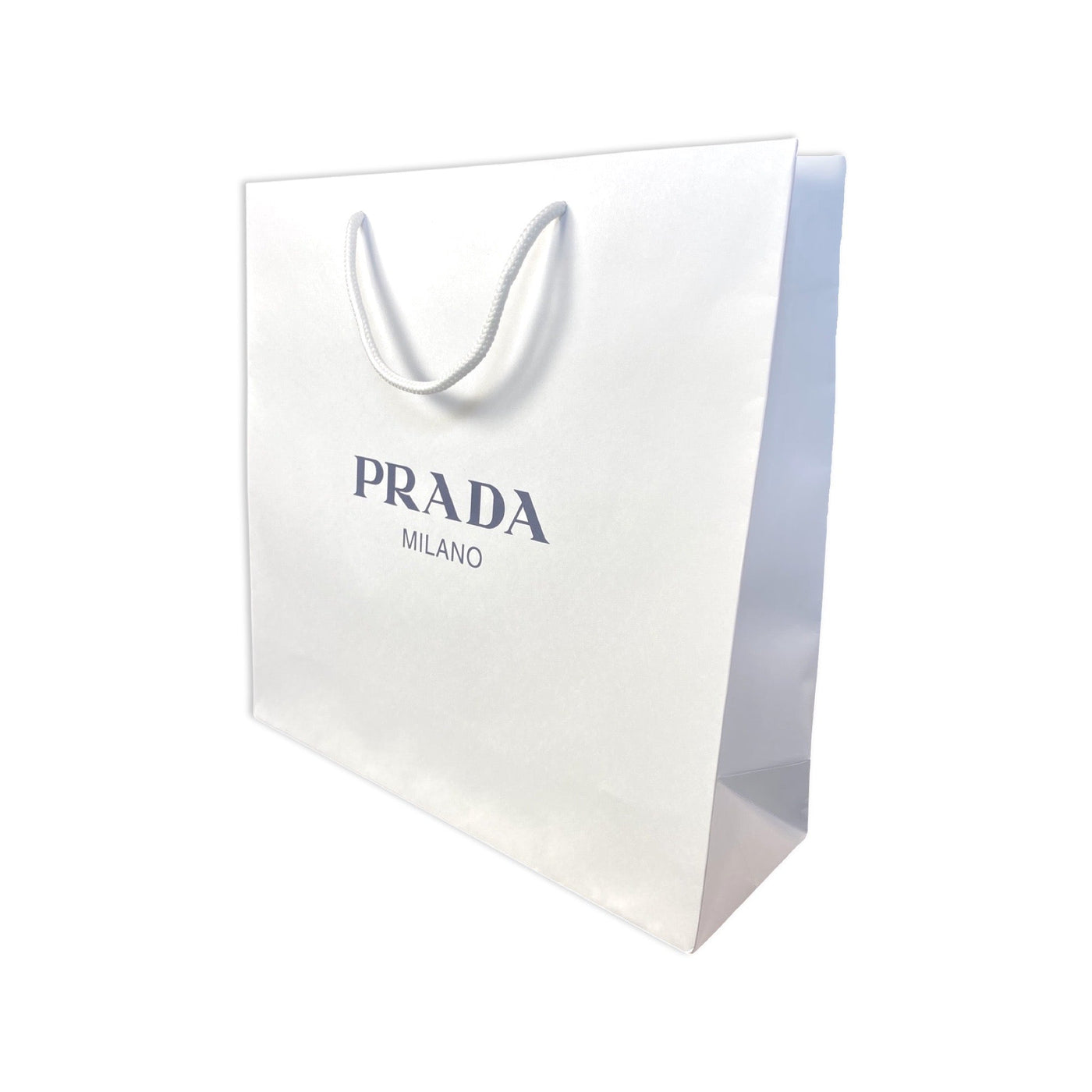 Prada Logo White Paper Designer Shopping Gift Bag Medium Set of 2 - LUXURYMRKT