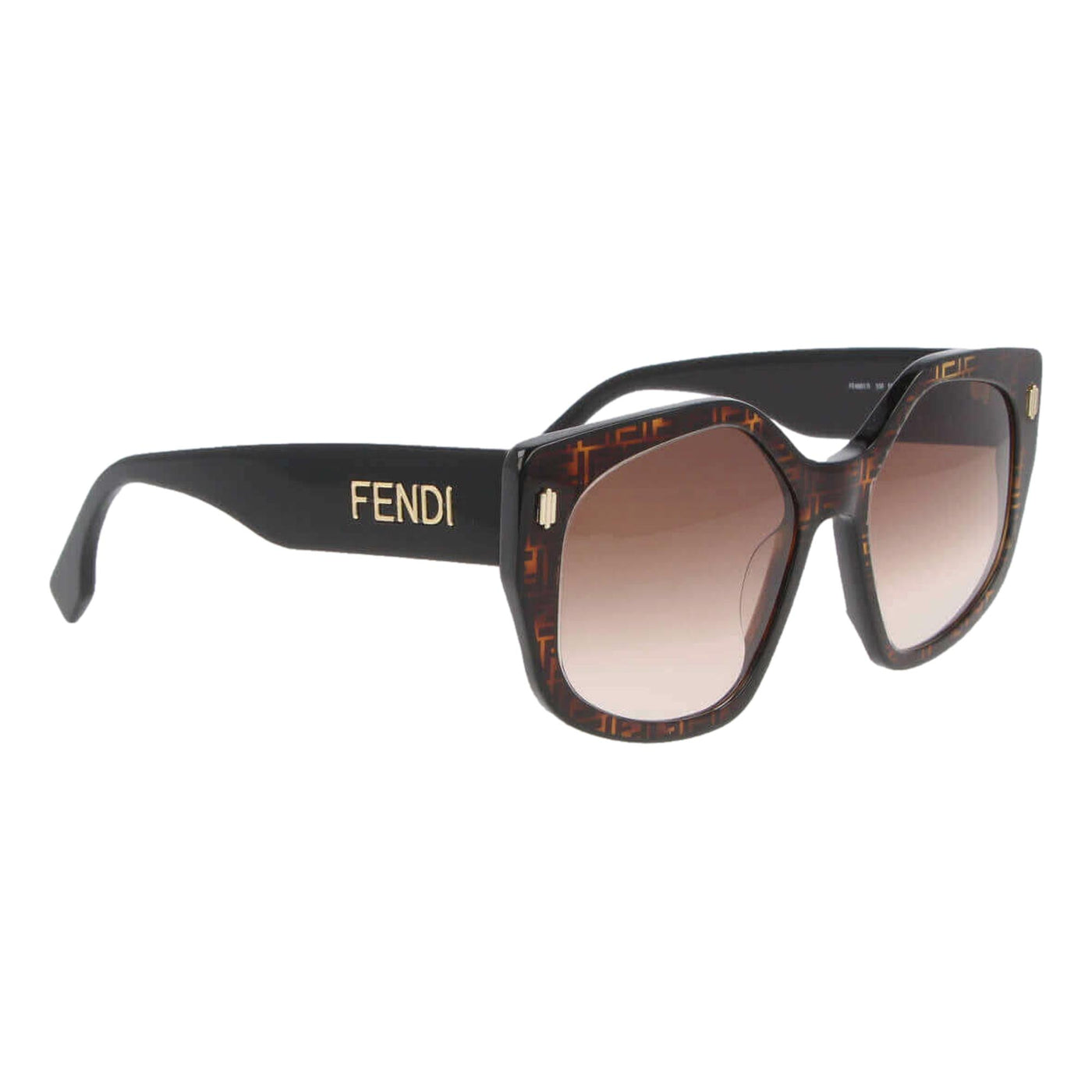 Fendi Bold FF Havana Brown and Black Acetate Geometric Frame Sunglasses - LUXURYMRKT