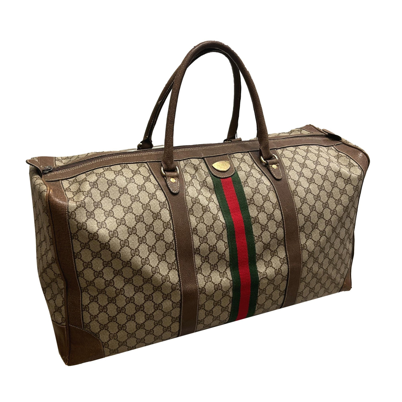 Gucci GG Monogram Web Stripe Canvas Large Duffle Bag - LUXURYMRKT