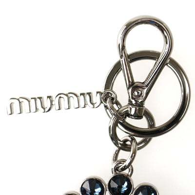 Miu Miu Trick Oval Charm Key Chain with Dark Blue Crystal 5TM092 - LUXURYMRKT