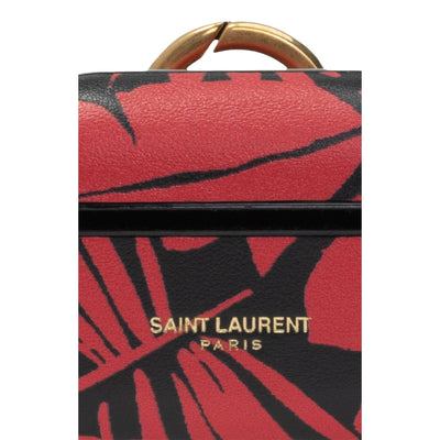 Saint Laurent Abstract Print Black and Red Leather Airpods Pro Case 641954 - LUXURYMRKT