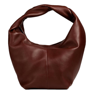 Valentino Garavani Roman Stud Brown Leather Large Hobo Shoulder Bag - LUXURYMRKT