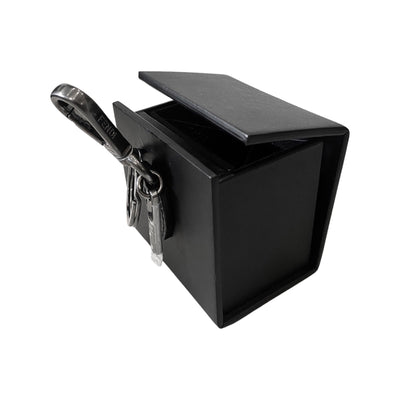Fendi Roma Mini Box Black Leather Key Ring Charm - LUXURYMRKT