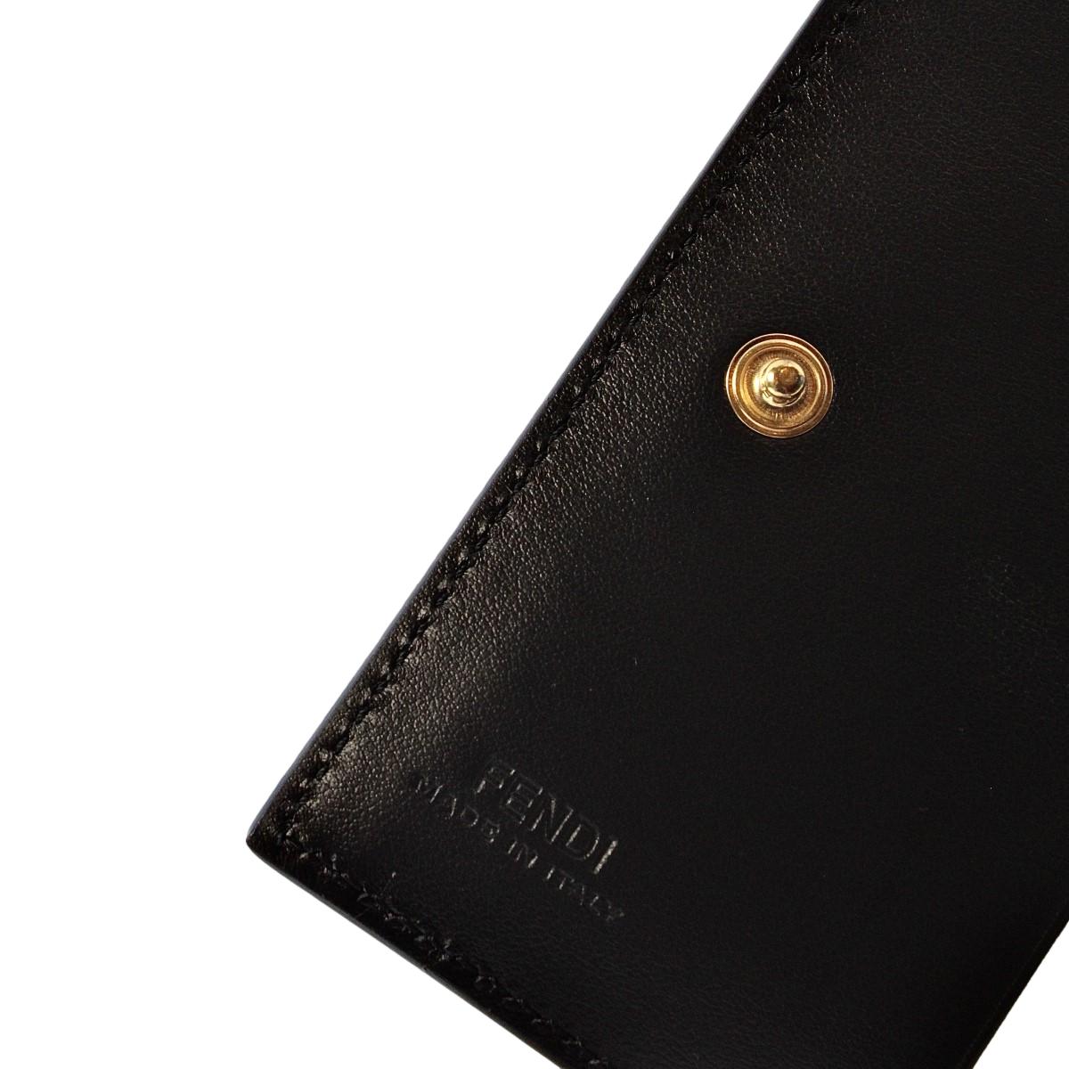 Fendi Calf Leather F Logo Brown Pink Small Bifold Wallet - LUXURYMRKT