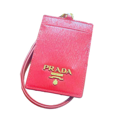 Prada Vitello Move Fuchsia Leather Logo Plaque Lanyard Cardholder Wallet - LUXURYMRKT