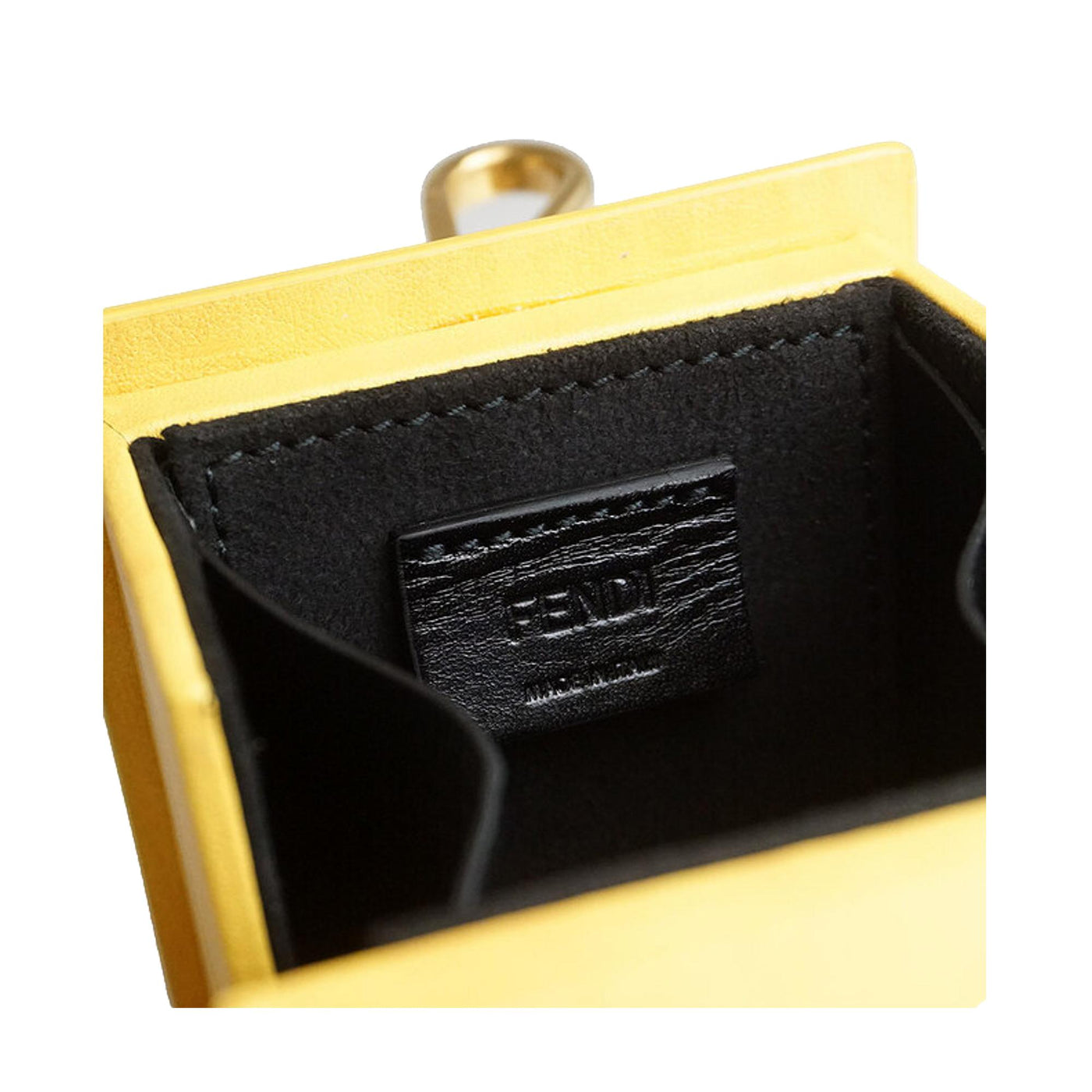 Fendi Roma Mini Box Yellow Leather Key Ring Charm - LUXURYMRKT