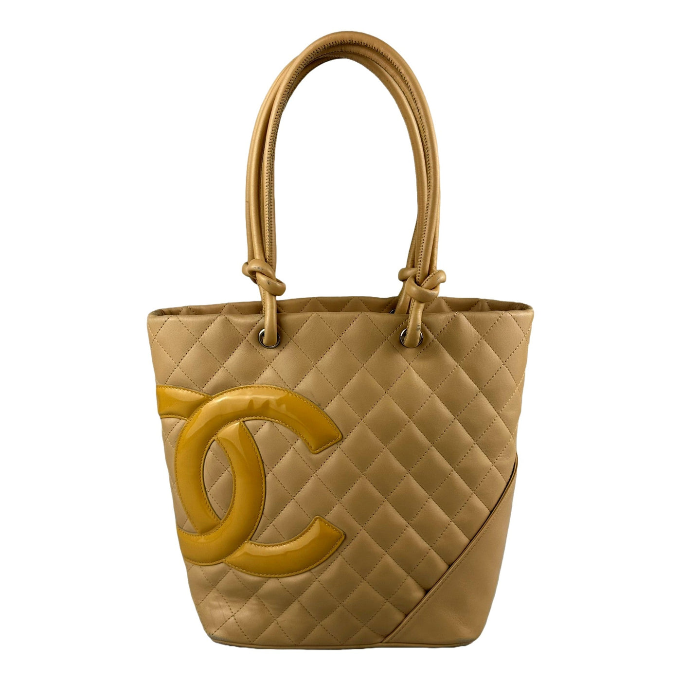 Chanel Tote Bag Cambon Beige Quilted Lambskin Leather - LUXURYMRKT