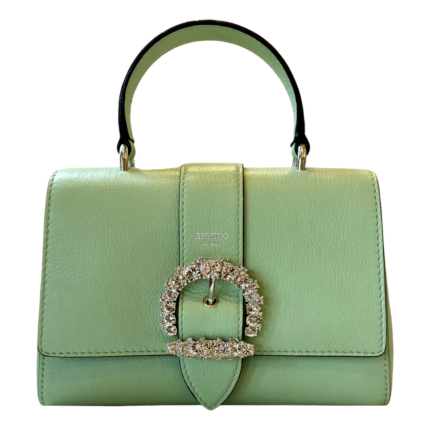 Jimmy Choo Cheri Mint Green Leather Top Handle Bag OSQM | 028 - LUXURYMRKT