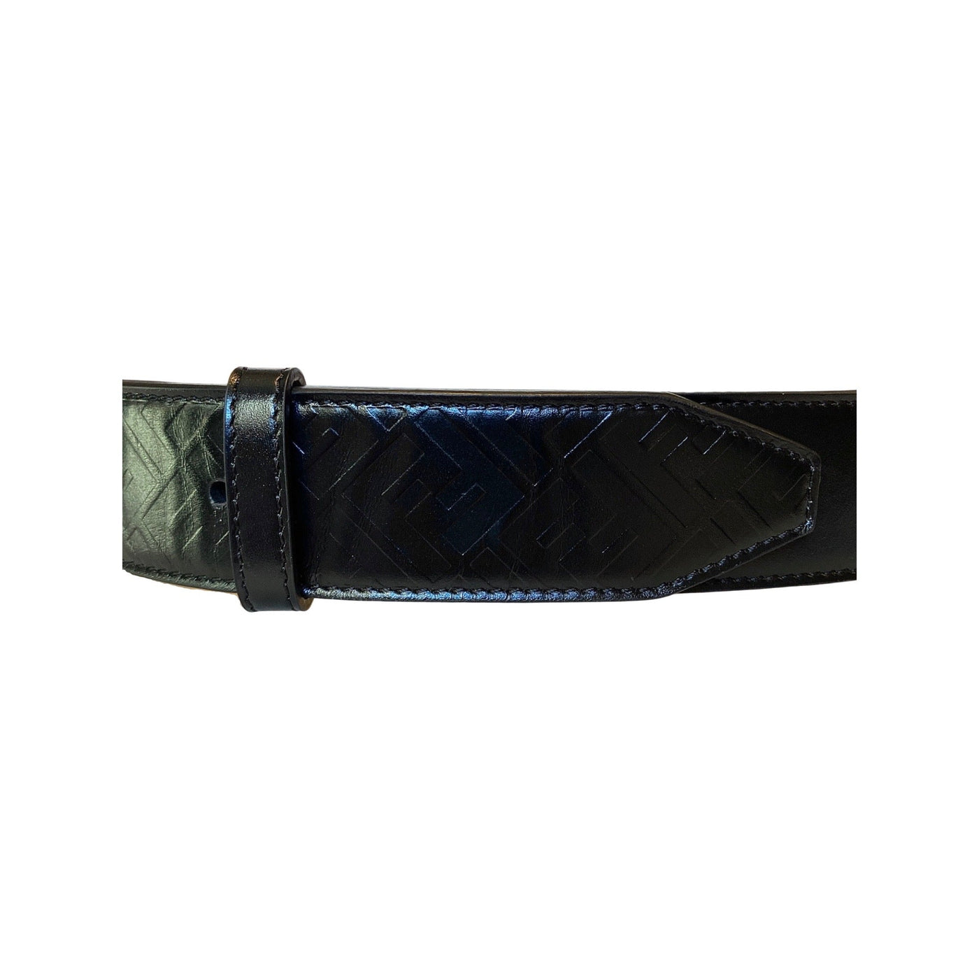 Fendi Silver Buckle Smooth Black Calf Leather Belt 105 - LUXURYMRKT