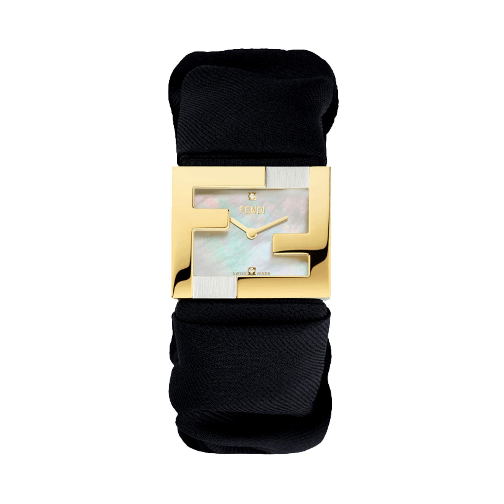Fendi Fendimania Baguette Black Nylon Timepiece Watch - LUXURYMRKT
