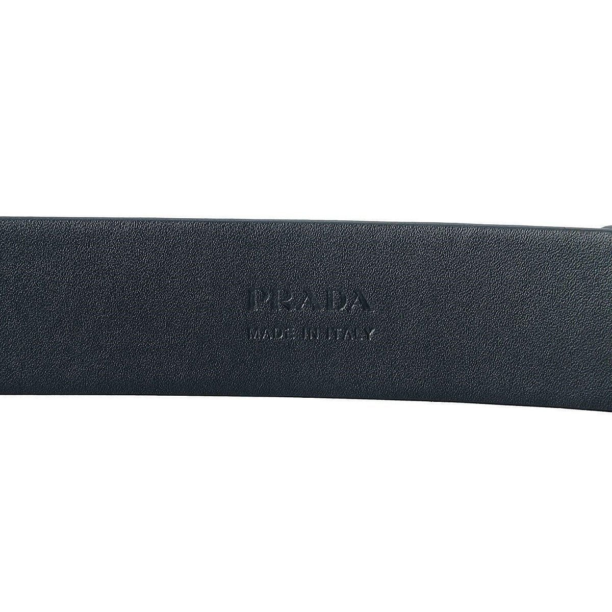 Prada Navy Saffiano Leather Belt  Silver Belt Buckle 2CM046 90-36 - LUXURYMRKT