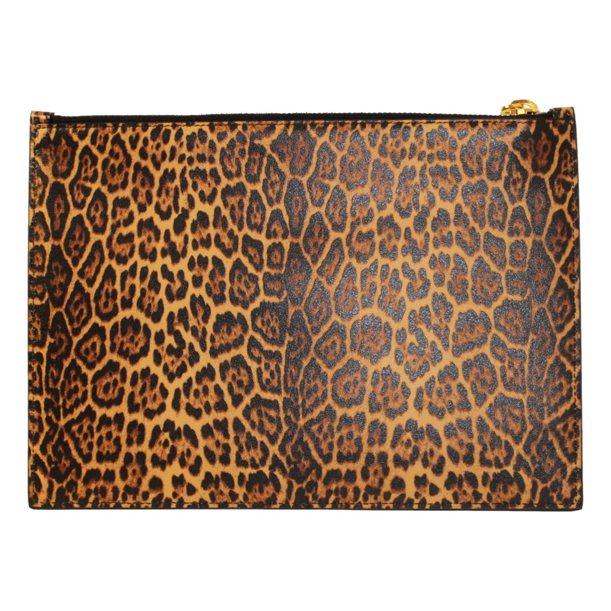 Saint Laurent Leopard Printed Calfskin Leather Medium Pouch 635098 - LUXURYMRKT