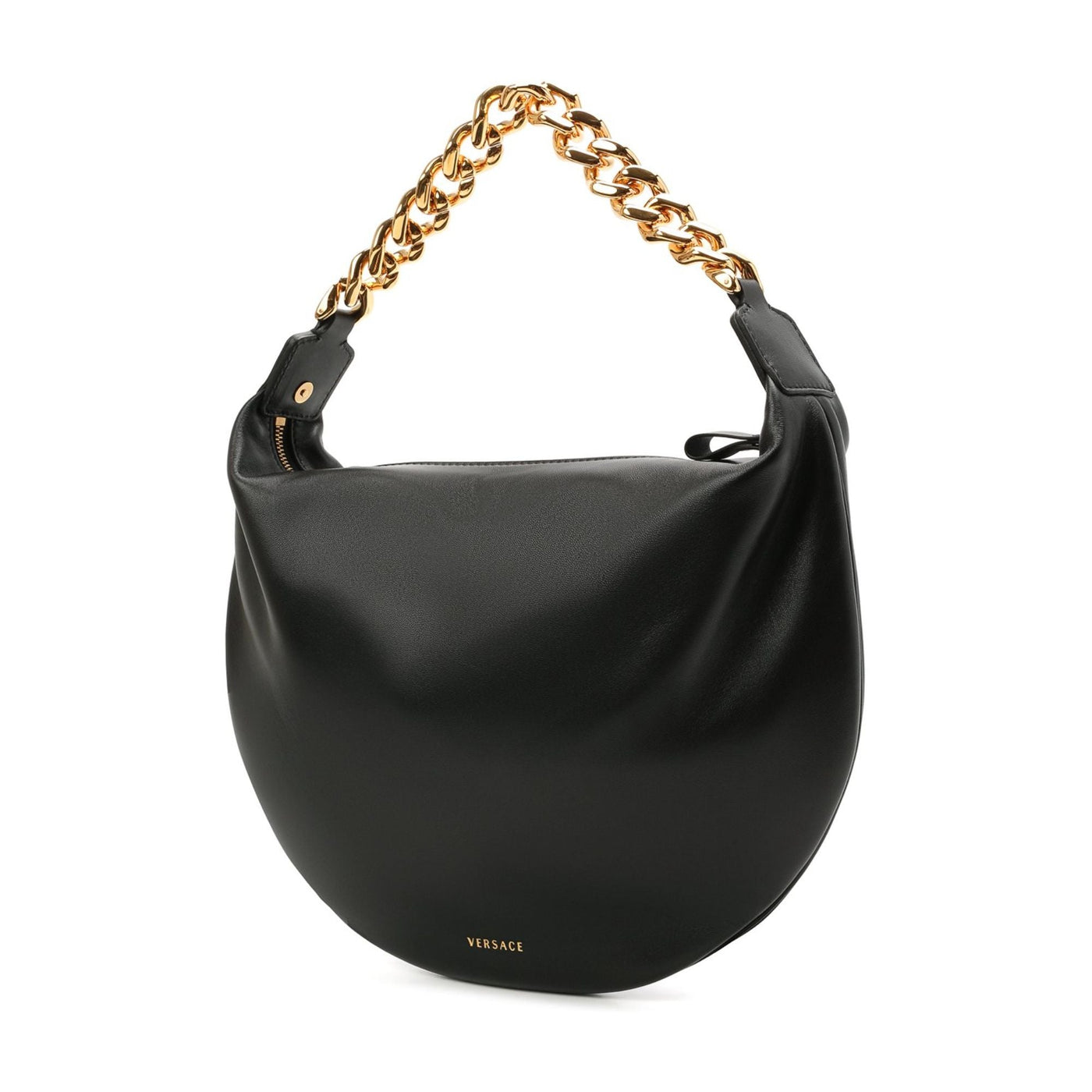 Versace Runway La Medusa Soft Hobo Black Lambskin Leather Handbag - LUXURYMRKT