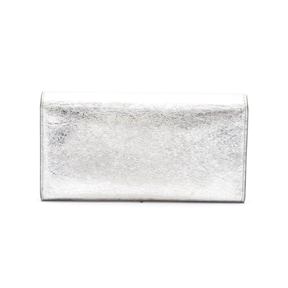 Balenciaga Papier Metallic Silver Arena Leather Envelope Wallet 499207 - LUXURYMRKT