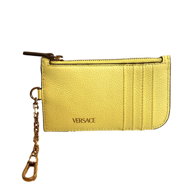 Versace La Medusa Pineapple Yellow Vitello Card Case Key Chain - LUXURYMRKT