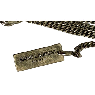 Saint Laurent Agate Brass Silver Necklace - LUXURYMRKT