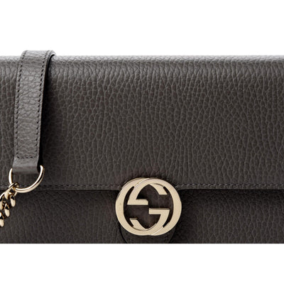 Gucci Marmont Gray Dollar Calfskin Leather Interlocking G Crossbody Clutch Bag - LUXURYMRKT