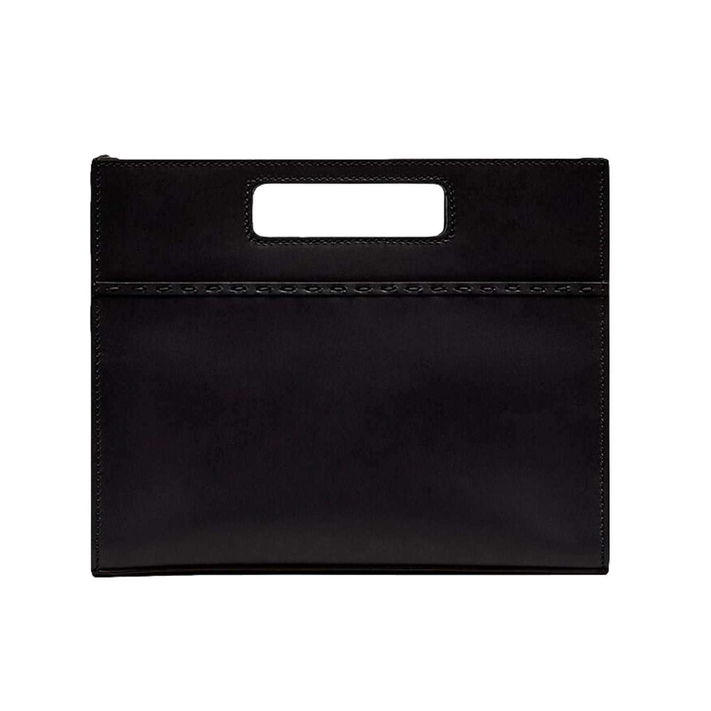 Fendi Logo 2-Way Smooth Black Leather Small Tote Bag - LUXURYMRKT