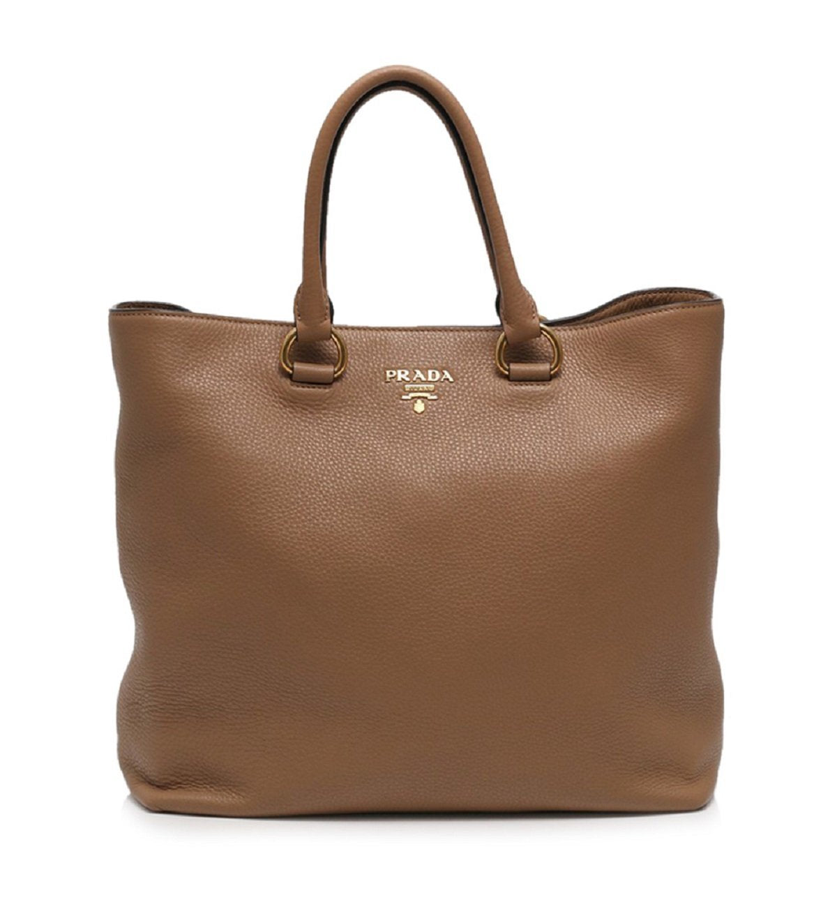 Prada Vitello Phenix Cognac Brown Shopping Tote Bag 1BG865 - LUXURYMRKT