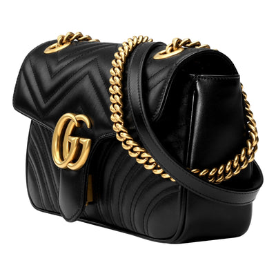 Gucci GG Marmont Black Leather Small Shoulder Bag - LUXURYMRKT