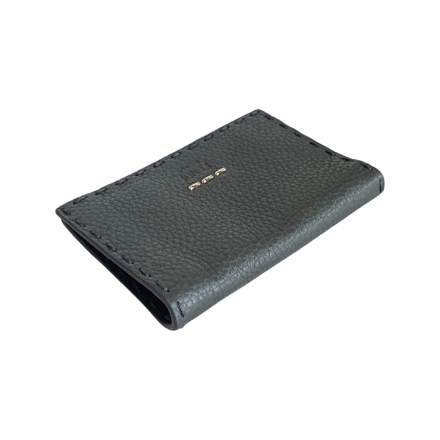 Fendi Selleria Gray Calf Leather Vertical Bifold Wallet 7M0262 - LUXURYMRKT