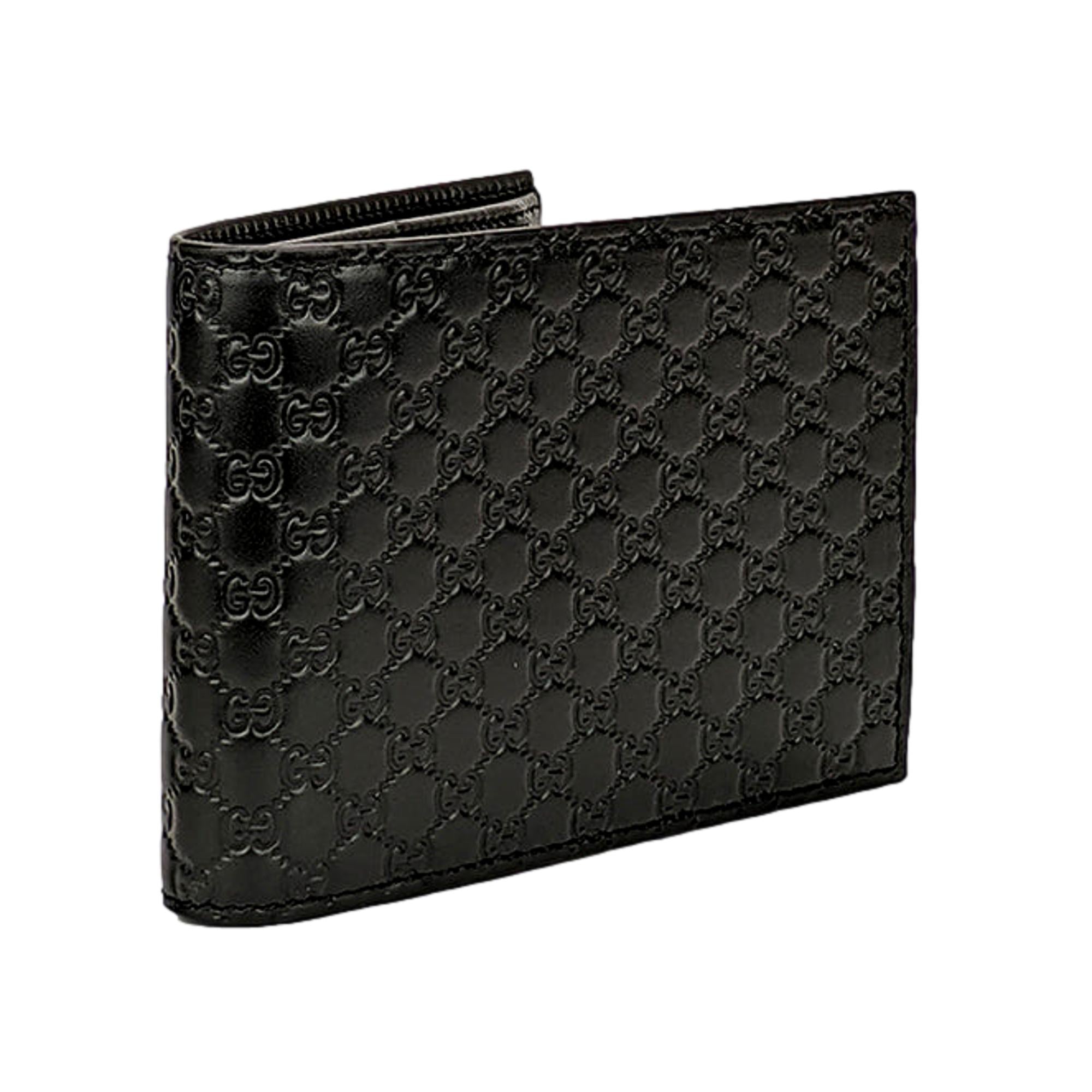 Gucci Men's Microguccissima GG Black Leather Trifold ID Wallet - LUXURYMRKT