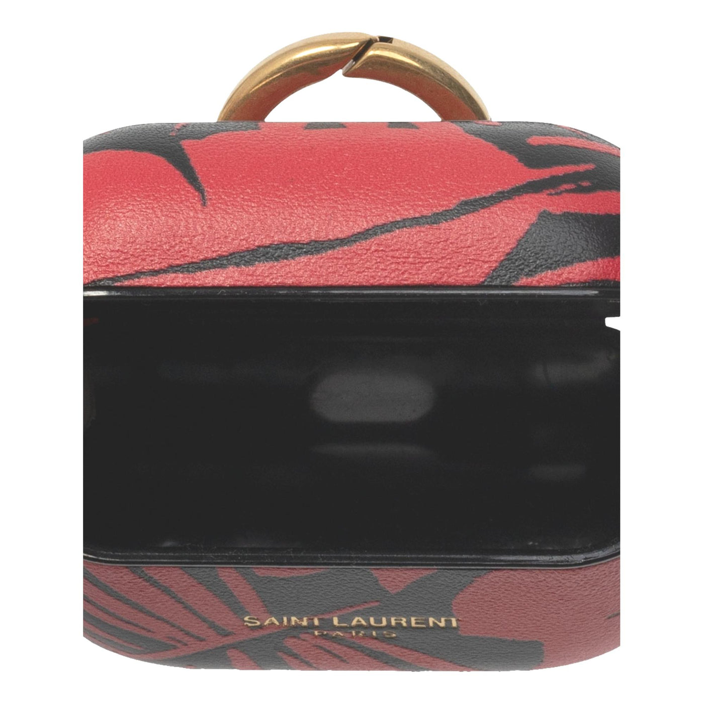 Saint Laurent Abstract Print Black and Red Leather Airpods Pro Case 641954 - LUXURYMRKT