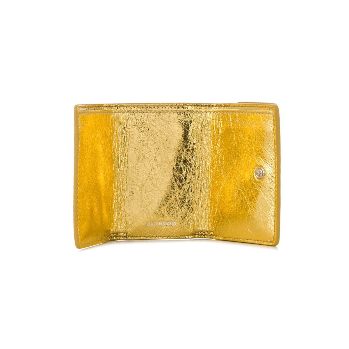Balenciaga Papier Gold Arena Lambskin Mini Trifold Wallet 391446 - LUXURYMRKT