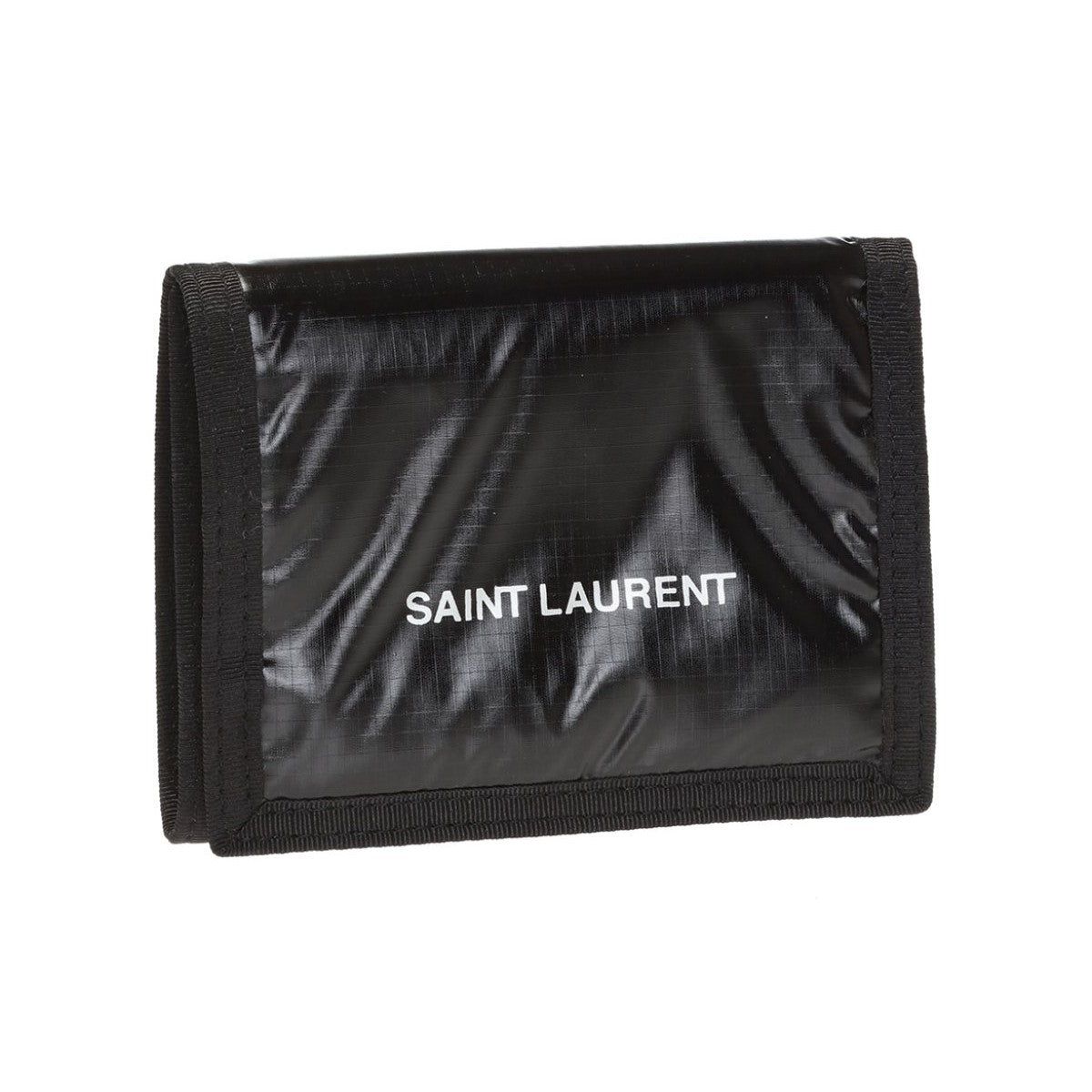 Saint Laurent Nuxx Ripstop Black Trifold Flap Wallet - LUXURYMRKT