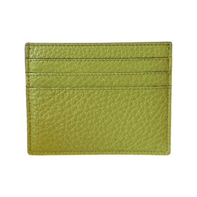 Fendi Peekaboo Kiwi Green Grained Leather Card Case Wallet - LUXURYMRKT