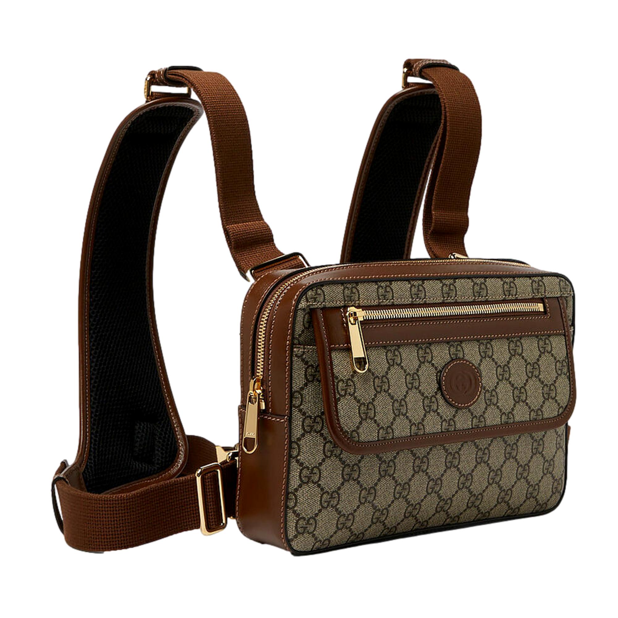 Gucci Retro GG Canvas Leather Trim Mini Holster Backpack - LUXURYMRKT