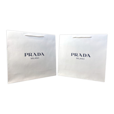 Prada Logo White Paper Designer Shopping Gift Bag Medium Set of 2 - LUXURYMRKT